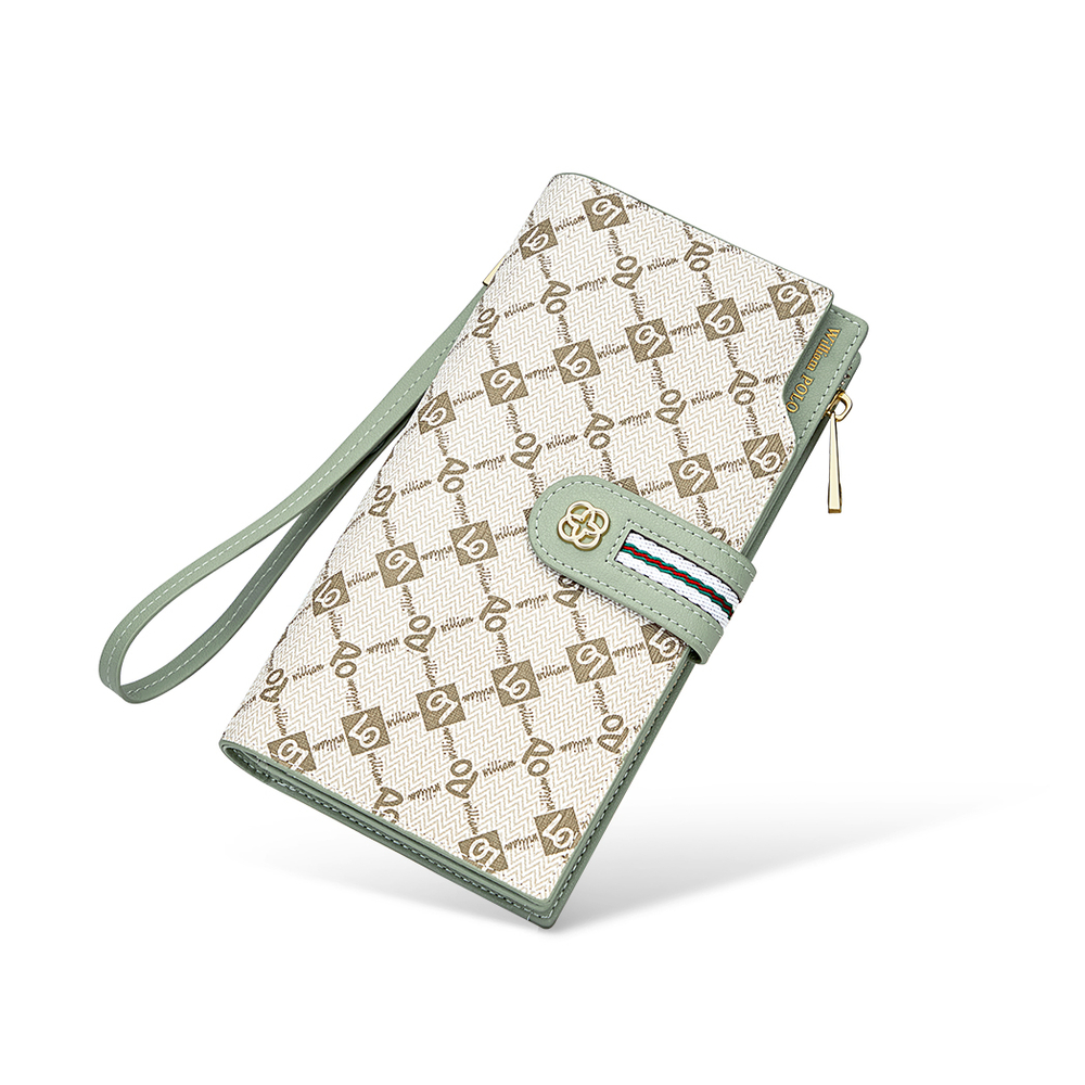 WilliamPOLO PVC Wallet Medium Women"s Green/White/Dusty Pink