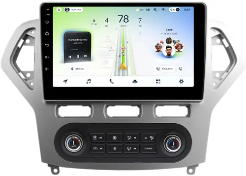 Магнитола для Ford Mondeo 4 2007-2010 (рамка серебро с климатом) - Teyes CC4L монитор 10.1" IPS, Android 14, Быстрая, Snapdragon 662, CarPlay, 4G SIM-слот