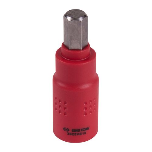 KING TONY (3025VE10) Насадка (бита) торцевая диэлектрическая 3/8", HEX, 10 мм, L = 65 мм