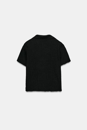 ZARA УКОРОЧЕННЫЙ ЖАКЕТ ИЗ РЕЛЬЕФНОЙ ТКАНИ, ЧЕРНЫЙ