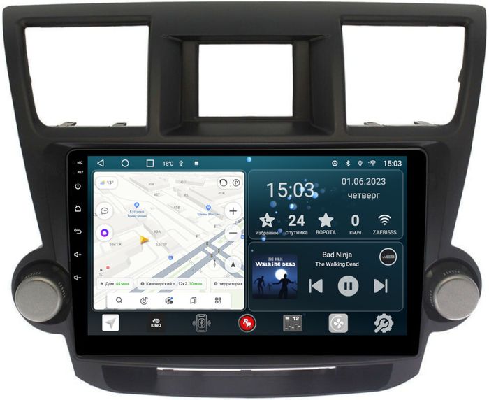 Магнитола для Toyota Highlander 2 2007-2013 XU40 (крутилки декоративные) - Redpower 035 Android 10, Быстрая, CarPlay, SIM-слот