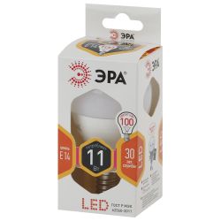 Лампа светодиодная ЭРА STD LED P45-11W-827-E14 11Вт шар теплый белый свет Е14 | Лампы cветодиодные Шар (G/P)