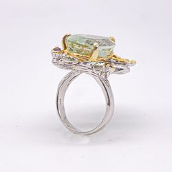 Кольцо серебро 925° — Празиолит, аметист