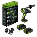 Дрель-шуруповерт акк. Greenworks GD24DD90, 24V, б/щет, 45/90Нм,2x4Ач,ЗУ,кор (3707507CUD)