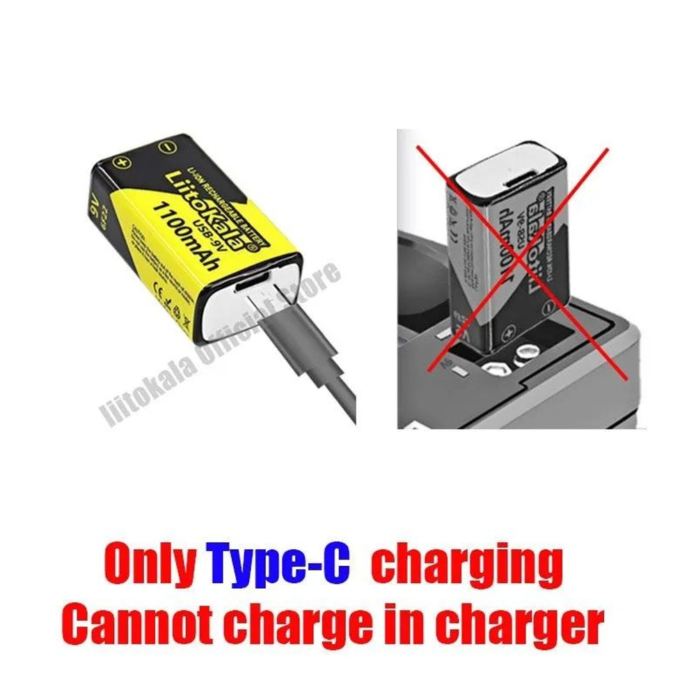 Аккумулятор Liitokala LII-USB-9V 1100mah Li-ion
