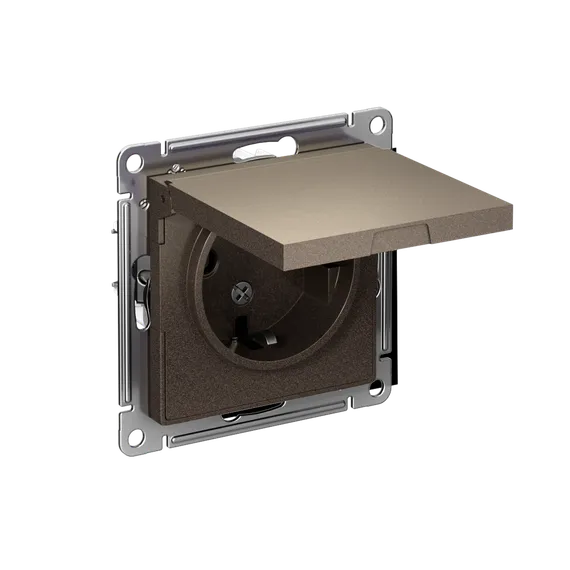 Розетка с крышкой Systeme Electric AtlasDesign Мокко ATN000646