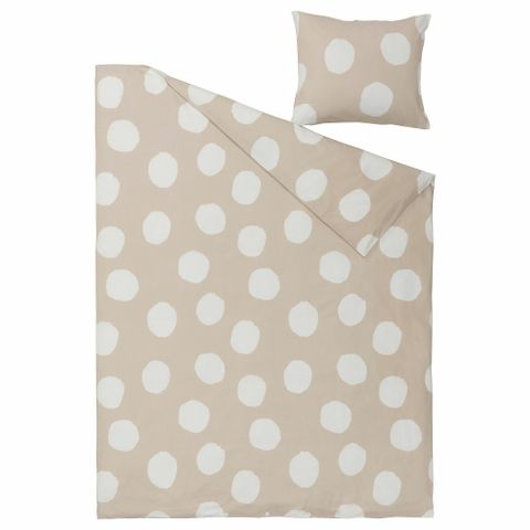 Комплект постельного белья IKEA KLYNNETAG (КЛИННЕТАГ), Односпальный, Бежевый с рисунком, 150x200, 50x80 см