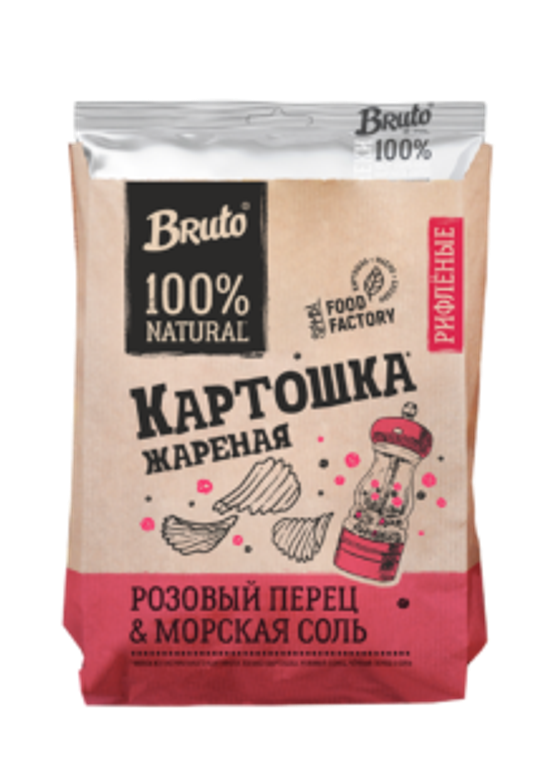 Чипсы BRUTO KRAFT рифленые розовый перец 120гр (17шт)