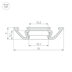 Профиль PHS-A-2000 ANOD (Arlight, Алюминий) 013215