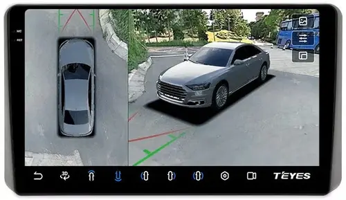 Магнитола для KIA Sportage 5 2021-2024+ (взамен 8", рамка-накладка под кожу) - Teyes CC3-2K-360 на Android 10, Быстрая, 2K QLED, CarPlay, 4G SIM-слот, 4 камеры в комплекте