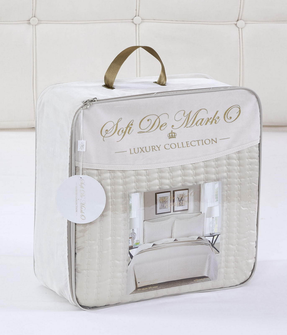 Покрывало 160x220 и наволочка 50х70 Sofi De MarkO Микаэлла кремовое