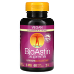 Nutrex Hawaii, BioAstin® Supreme, гавайский астаксантин, 6 мг, 60 веганских капсул