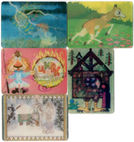 № 73 Набор из 5 переливных (стерео) Календариков . Мультфильмы СССР 1985, 1986, 1990 гг.
