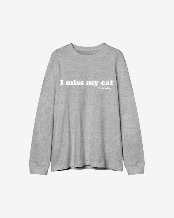 Лонгслив I miss my cat серый меланж