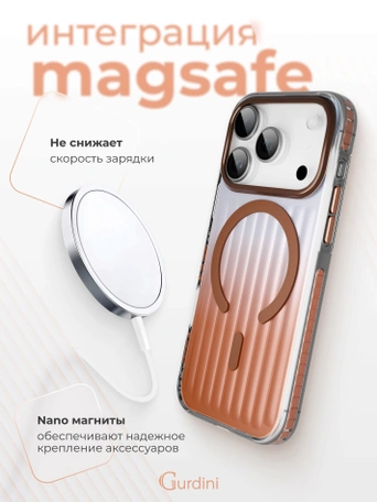 Чехол накладка iPhone 17 Pro Max / 18 Pro Max 6.9" Gurdini Ocean Case (5) Transparent бронзовый
