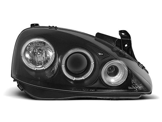 Передние фары Opel Corsa C angel eyes black