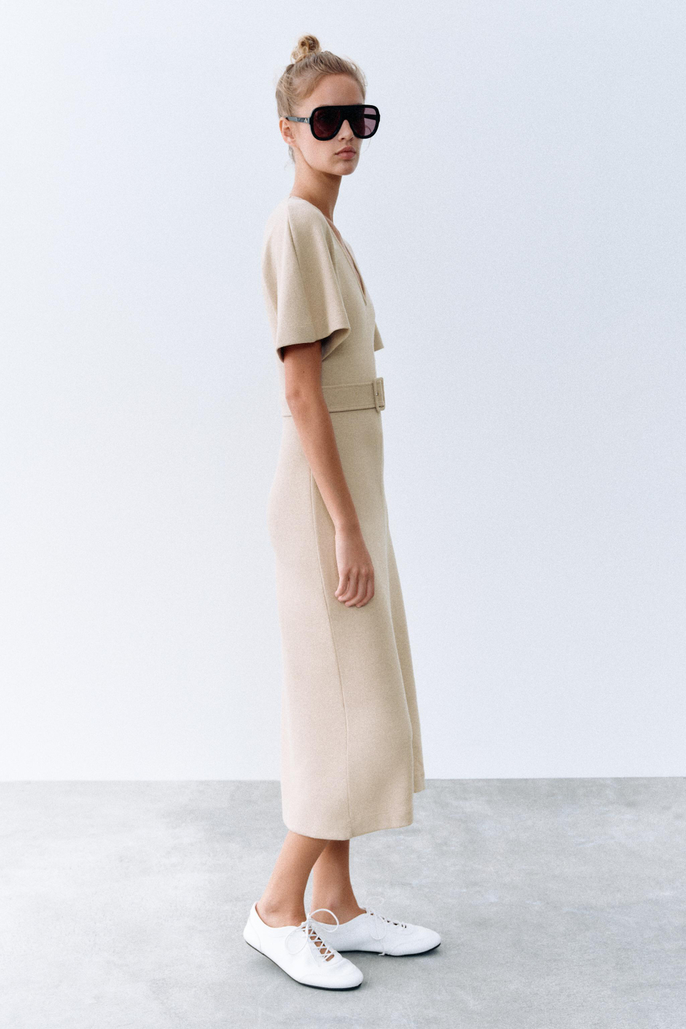 ПЛАТЬЕ МИДИ ИЗ МЯГКОЙ ТКАНИ С РЕМНЕМ — ZARA