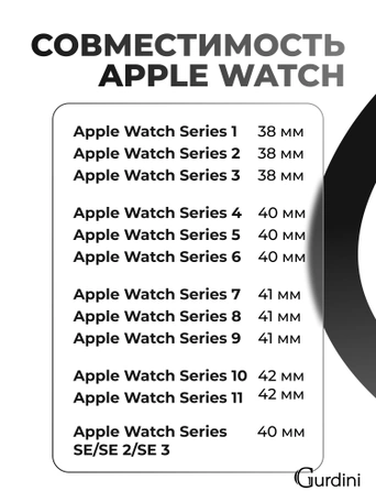 Ремешок Gurdini Sport Band (силиконовый) Apple Watch 38mm/40mm (S/M) Black