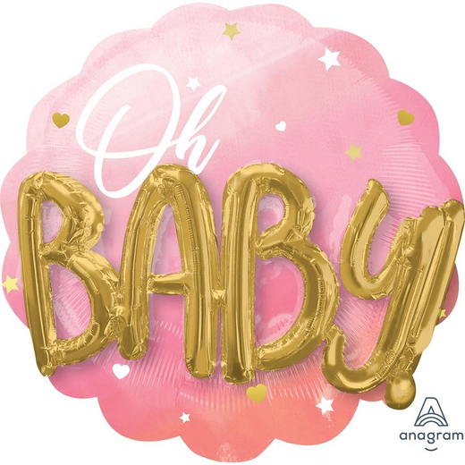 Шар-фигура, фольга, Гендер Пати. Oh Baby Буквы 3D, девочка (AN), 30/76 см,