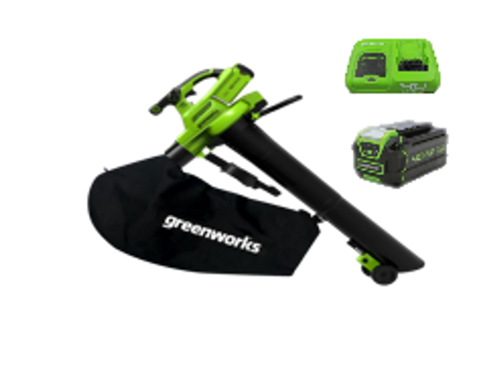 Аккумуляторный воздуходув пылесос Greenworks GD40BVK5, 2406907UG5A ,40v, АКБ 5 А·ч и быстрое ЗУ
