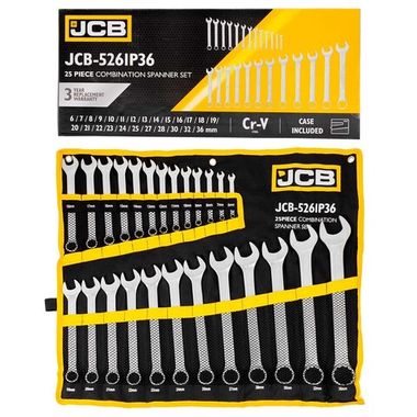 Набор ключей комбинированных 25пр. (6-25, 27, 28, 30, 32, 36мм),на полотне JCB JCB-5261P36