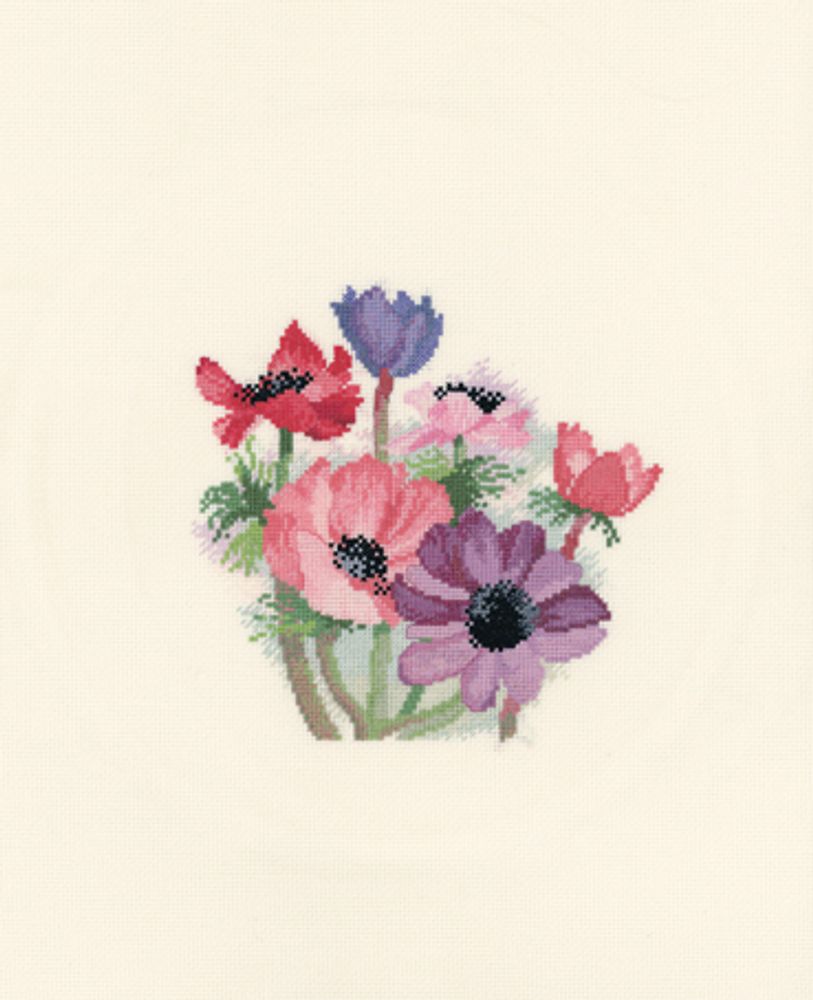 Набор для вышивания нитками Derwentwater Designs, Anemones De Caen, 17х16,5 см