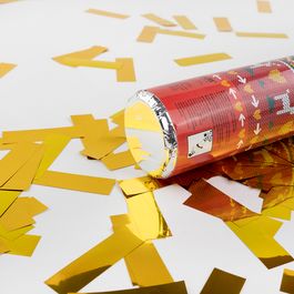 Пневмохлопушка "Новогоднее настроение", Прямоугольники фольга, Золото, 30см, 1 шт.