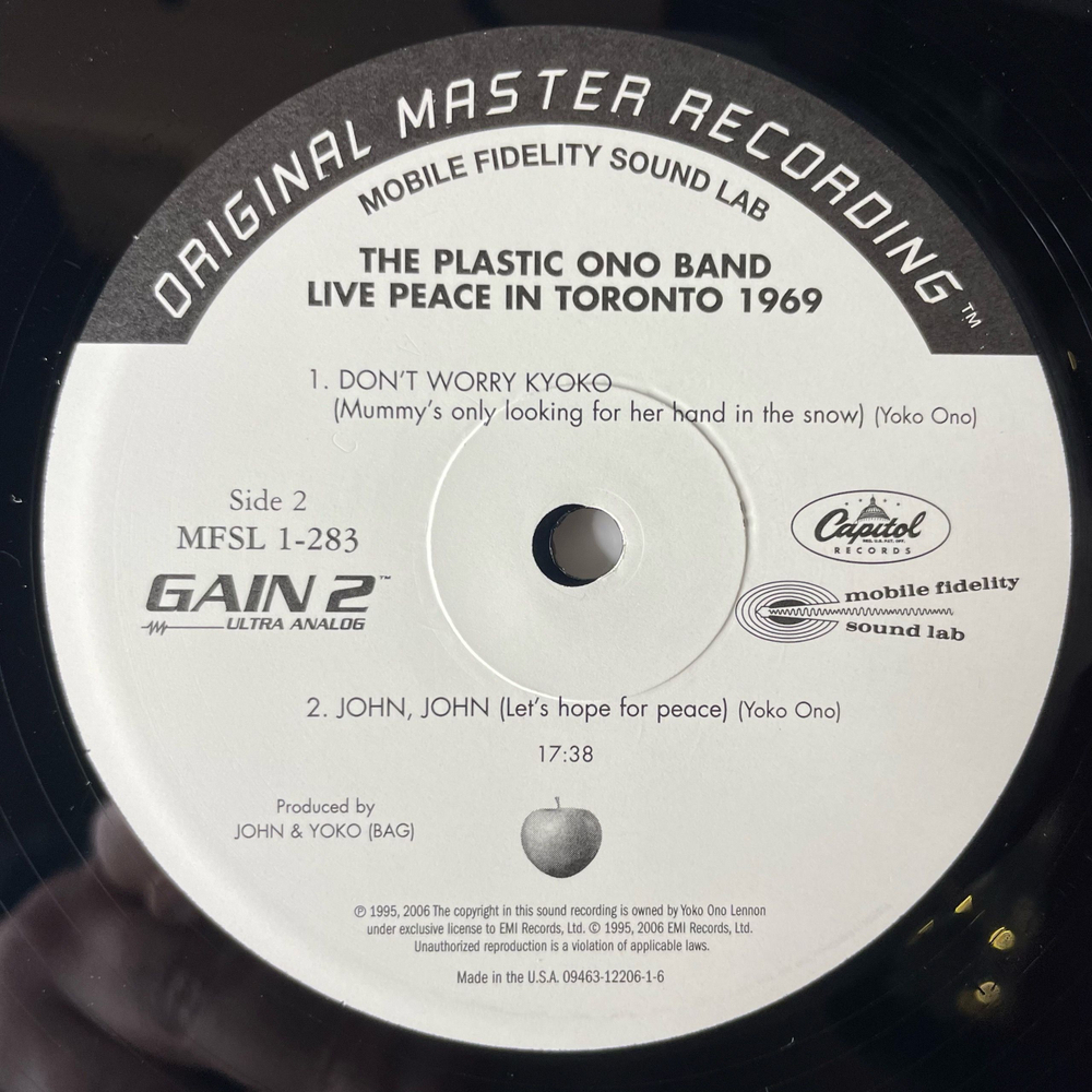 Винтажная виниловая пластинка LP John Lennon, The Plastic Ono Band, Live Peace In Toronto 1969 (США 2006) Original Master Recording