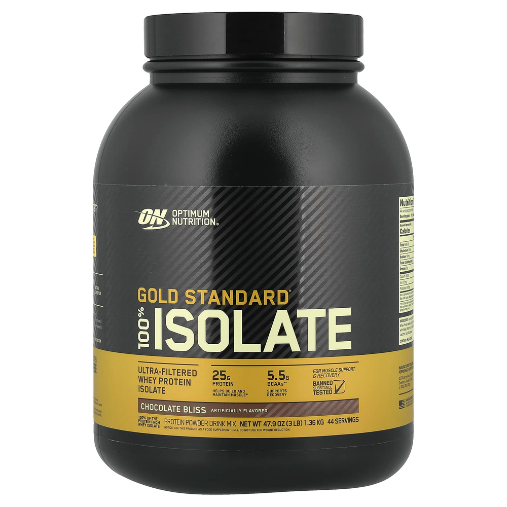 Optimum Nutrition, Gold Standard, 100% изолят, Chocolate Bliss, 1,36 кг (3 фунта)