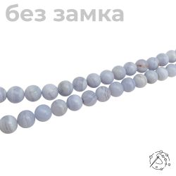 Нить бусин из агата голубого (сапфирин), 10 мм