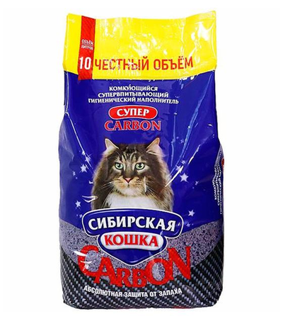 Сибирская Кошка Супер Carbon комкующийся 10кг.