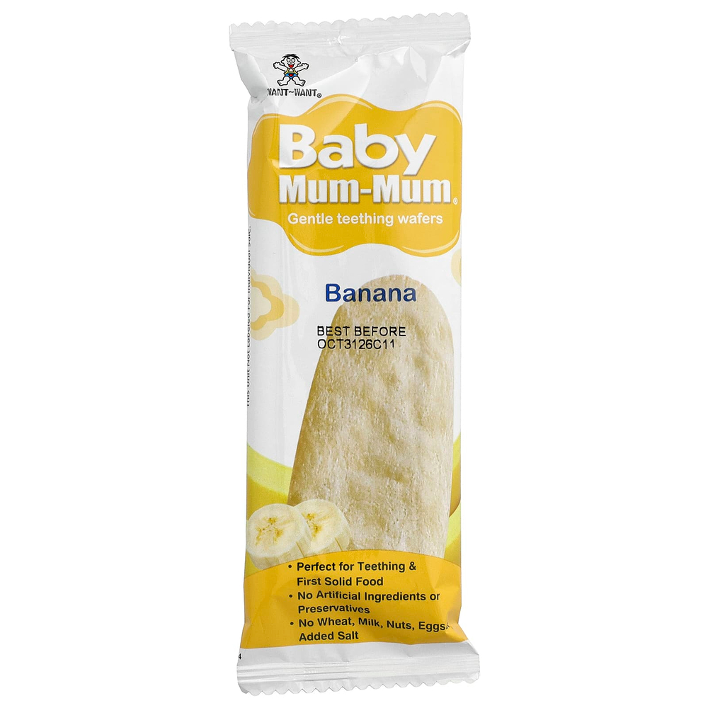 Hot Kid, Baby Mum-Mum, вафли для мягкого прорезывания зубов, банан, 12 пакетиков, по 2 шт.