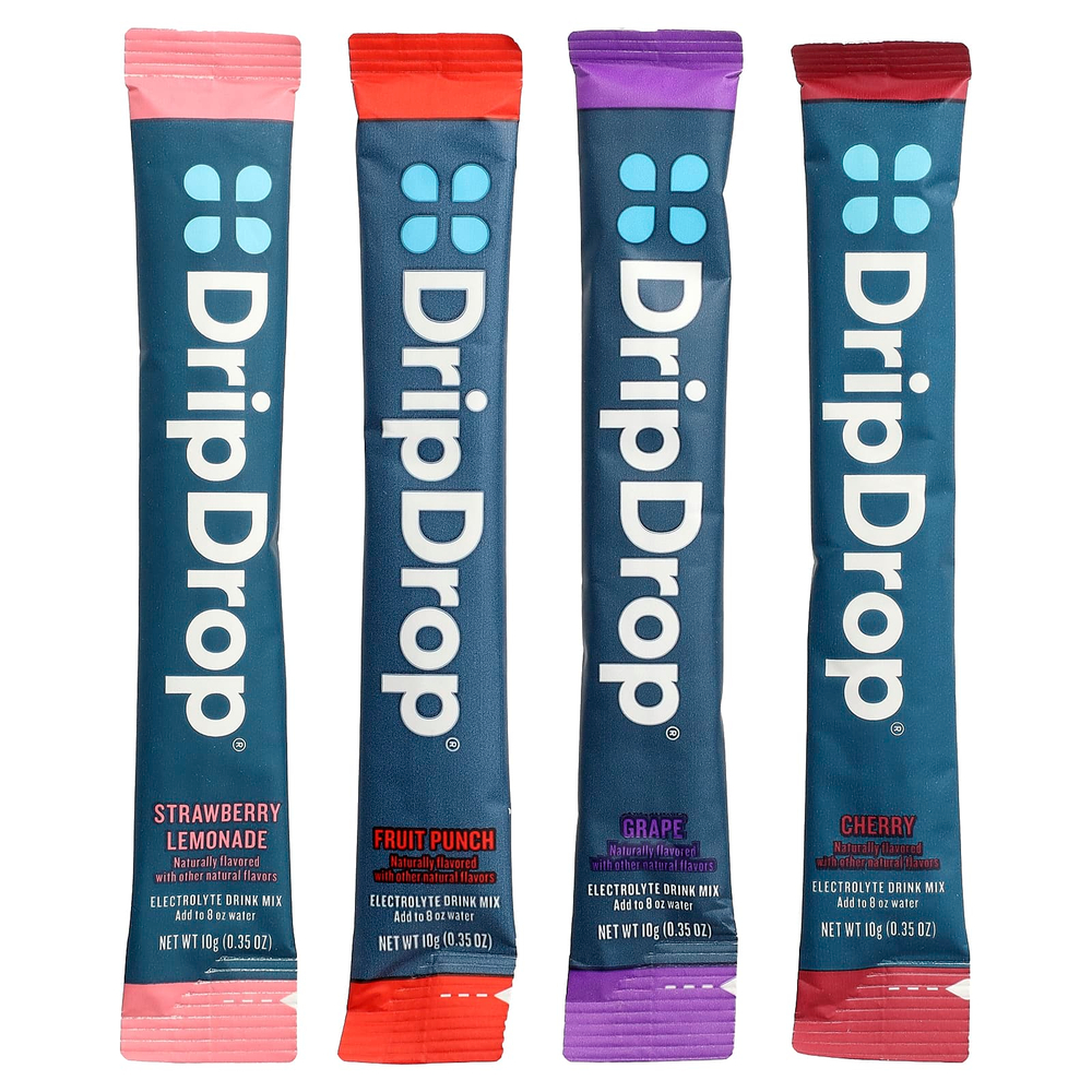 DripDrop, Electrolyte Drink Mix, Juicy Variety, 8 Sticks