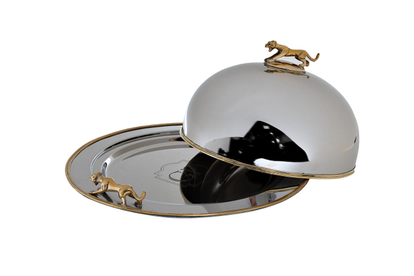 Блюдо декоративное с крышкой 32x17см Garda Decor Леопард xром