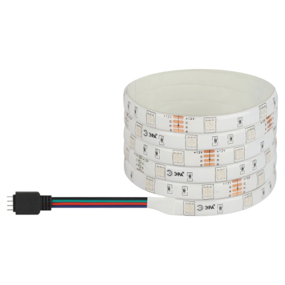 Светодиодная лента ЭРА LS5050-7,2-30-12-RGB-IP65-2year-5m многоцветная | Светодиодные ленты 12В 2 год