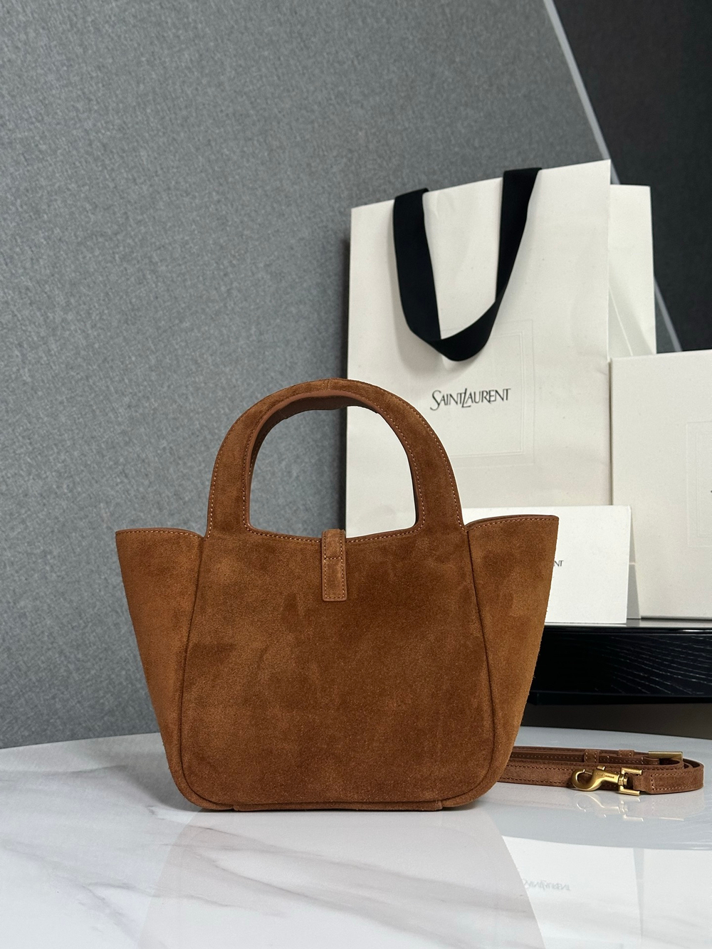 Женская сумка Saint Laurent Bea — коньячная — фото 10