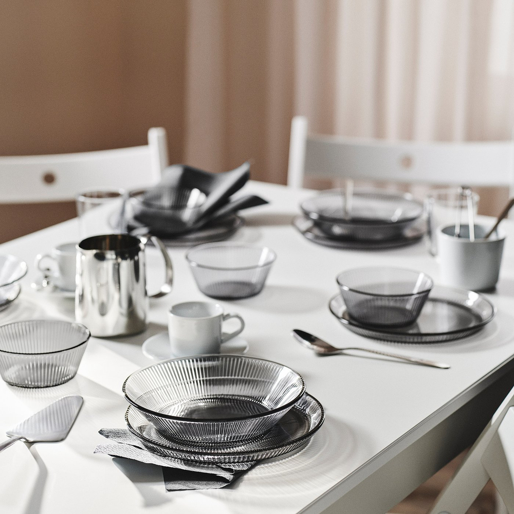 IKEA HAVSGÄDDA  (ИКЕА ХАВСГЭДДА)  -  Тарелка - в полоску/серая 21 см