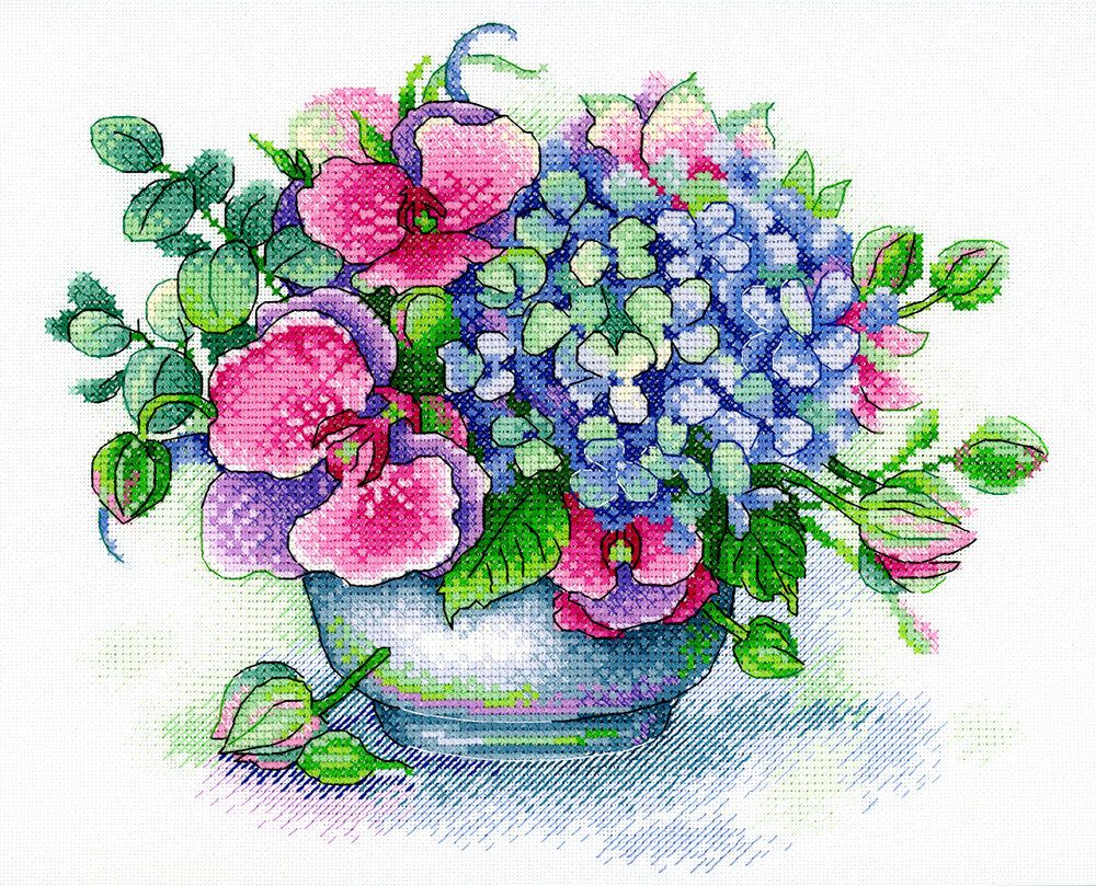 Набор для вышивания нитками МП Студия (Акварель), Букет воспоминаний, 25х21 см Набор для вышивания нитками МП Студия (Акварель), Букет воспоминаний, 25х21 см