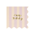 Салфетки большие цветные в полоску "С Днем Рождения" [Happy Birthday] 16 шт. (16,5 х 16,5 см)