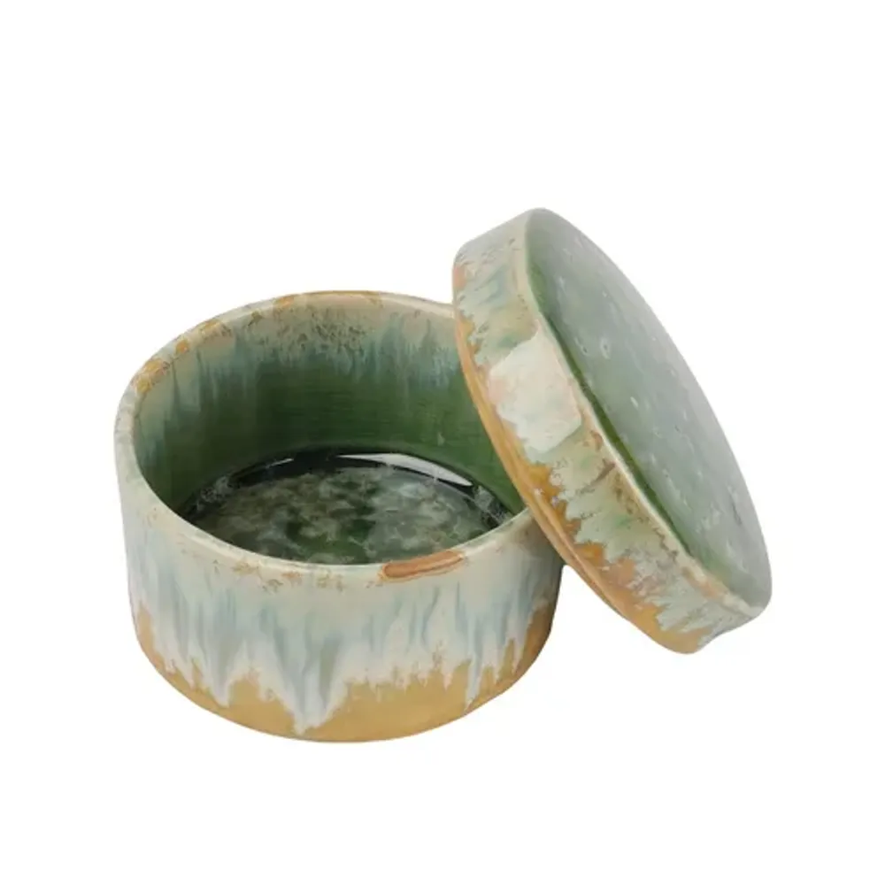 Емкость для подачи 210 мл с крышкой d 10 см h5,2/3,2 см Green Malachite Box Frutti di Mare P.L. [1]