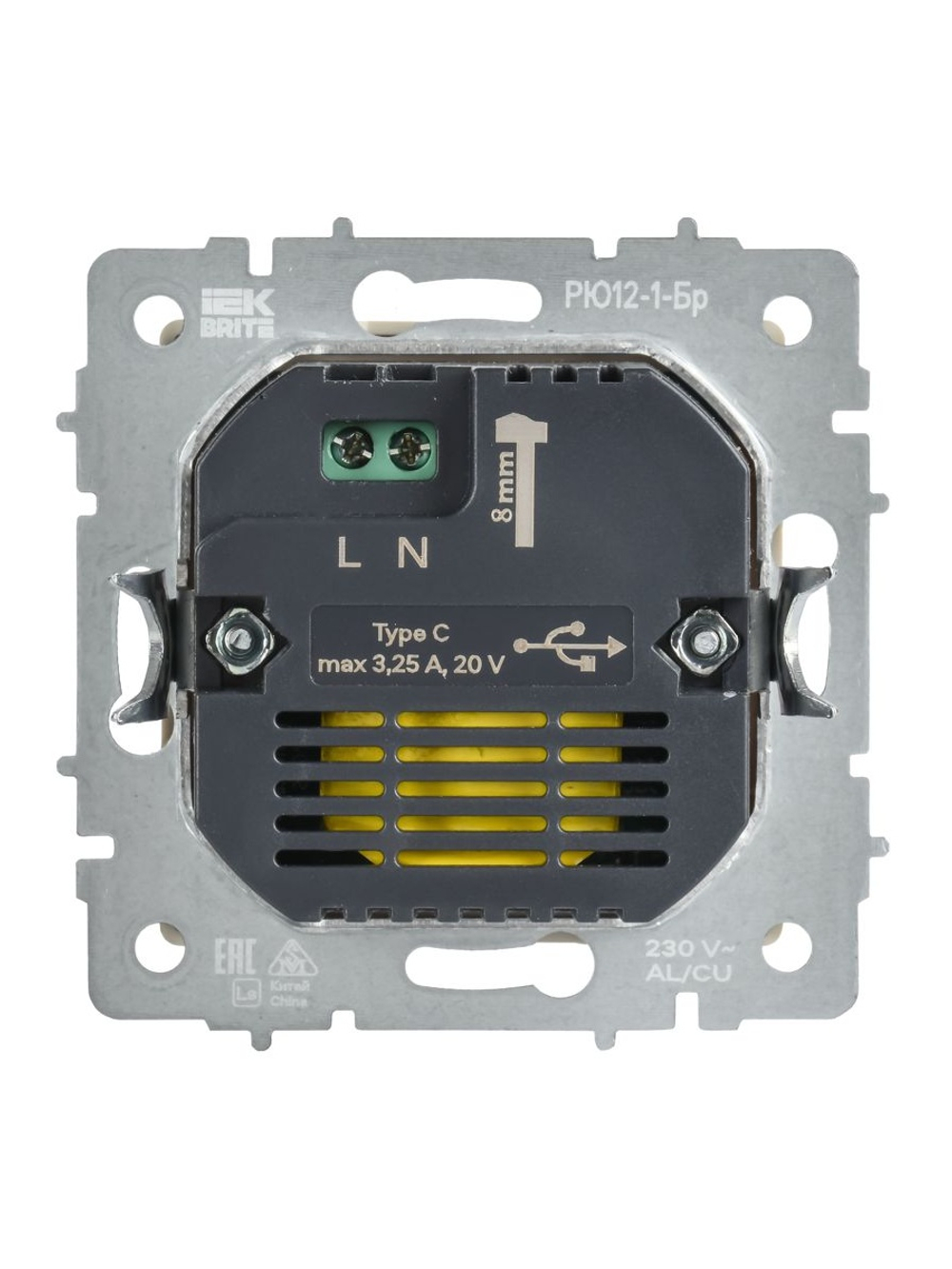 Розетка СП BRITE РЮ12-1-БрАБ USB C 65Вт высокоскор. заряд. арктич. бел. IEK BR-U13-065-K91