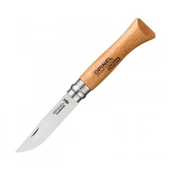 Складной нож Opinel №6, углеродистая сталь, рукоять из дерева бука, блистер c клинком из стали XC90