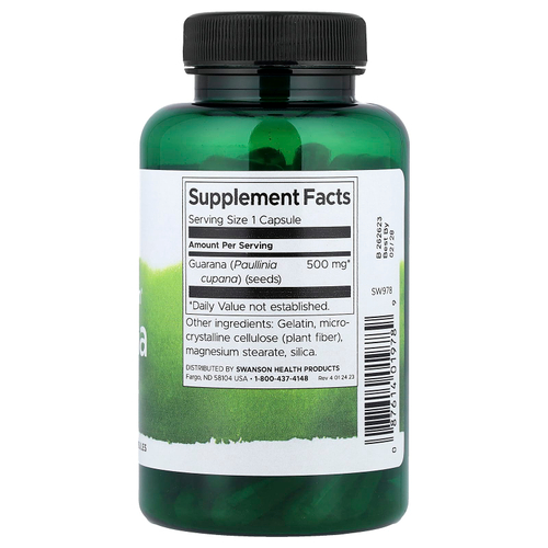 Swanson Vitamins, Full Spectrum®, гуарана, 500 мг, 100 капсул