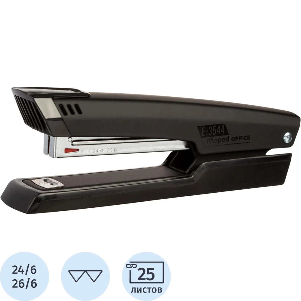 Степлер Maped Essentials Metal до 25 листов черный (скобы № 24/6, 26/6, артикул производителя 354411)