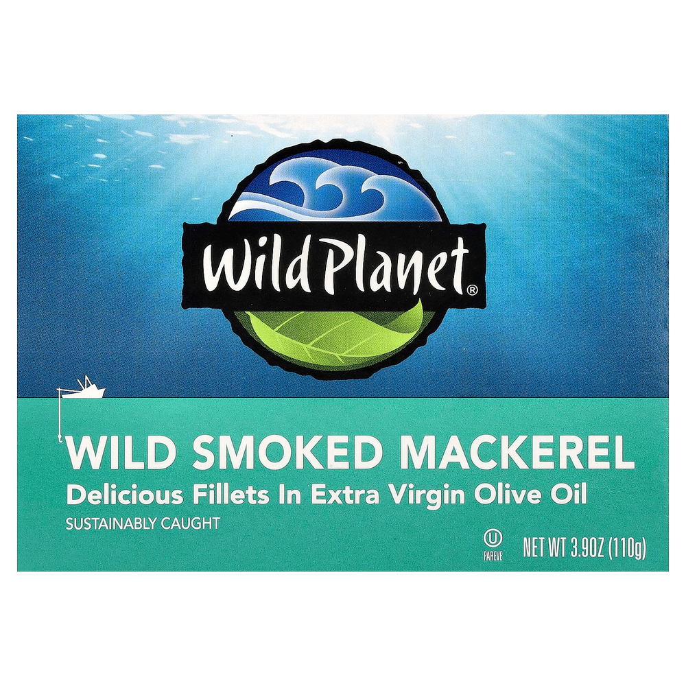 Wild Planet, дикорастущая макрель в нерафинированном оливковом масле высшего качества, 110 г (3,9 унции)