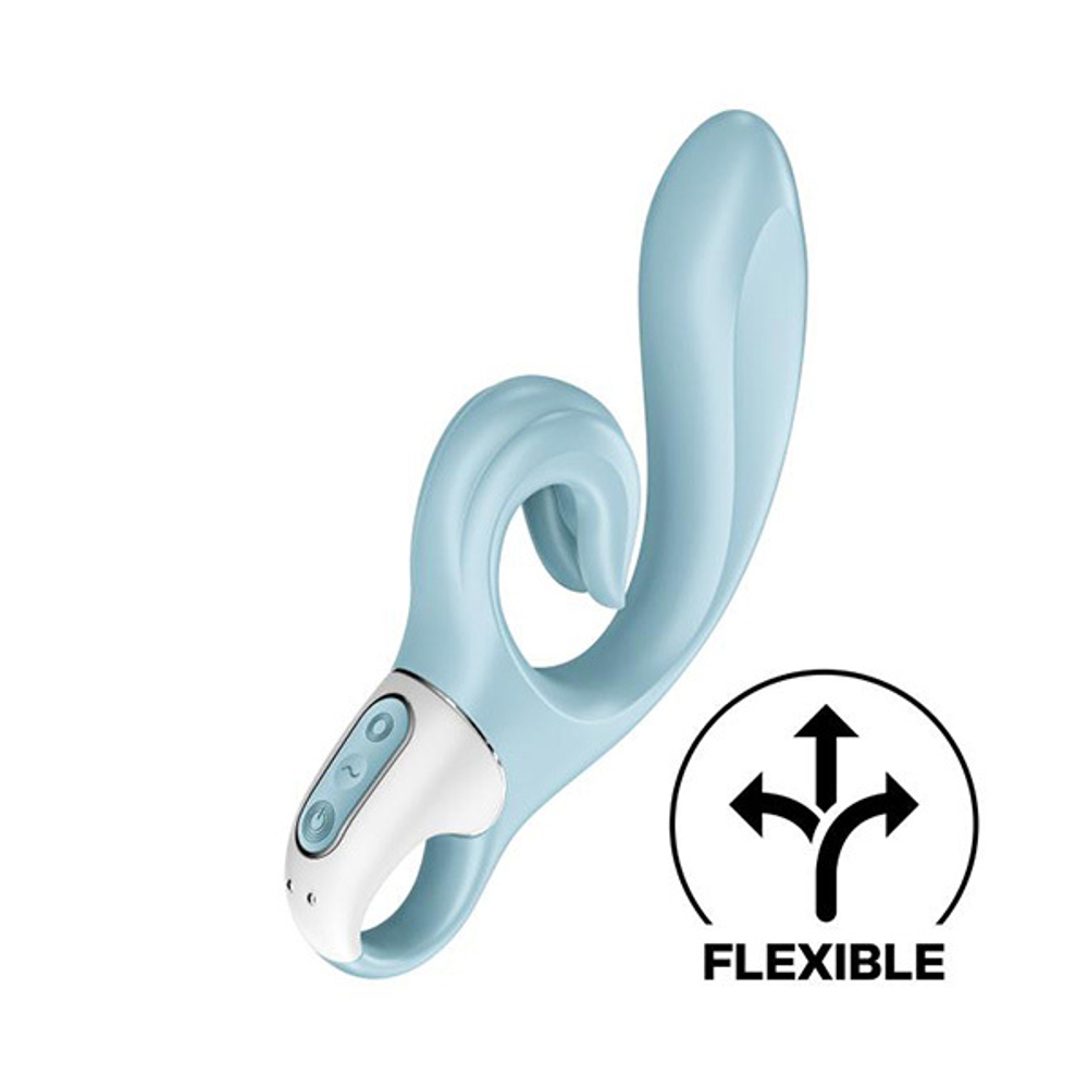 Голубой вибратор-кролик 21,2см Satisfyer Love me