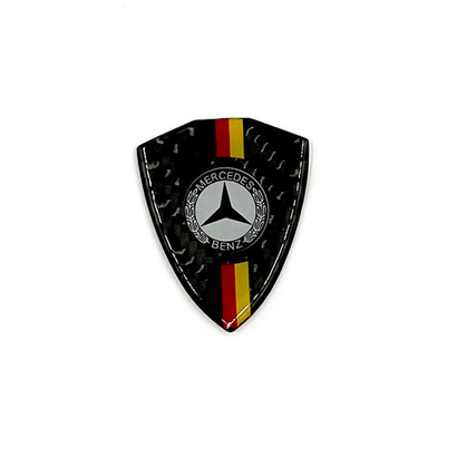 Наклейки Mercedes Щит черные объемные пластик (шильдик Мерседес малый щит, 5х4см). Черные с цветным лого