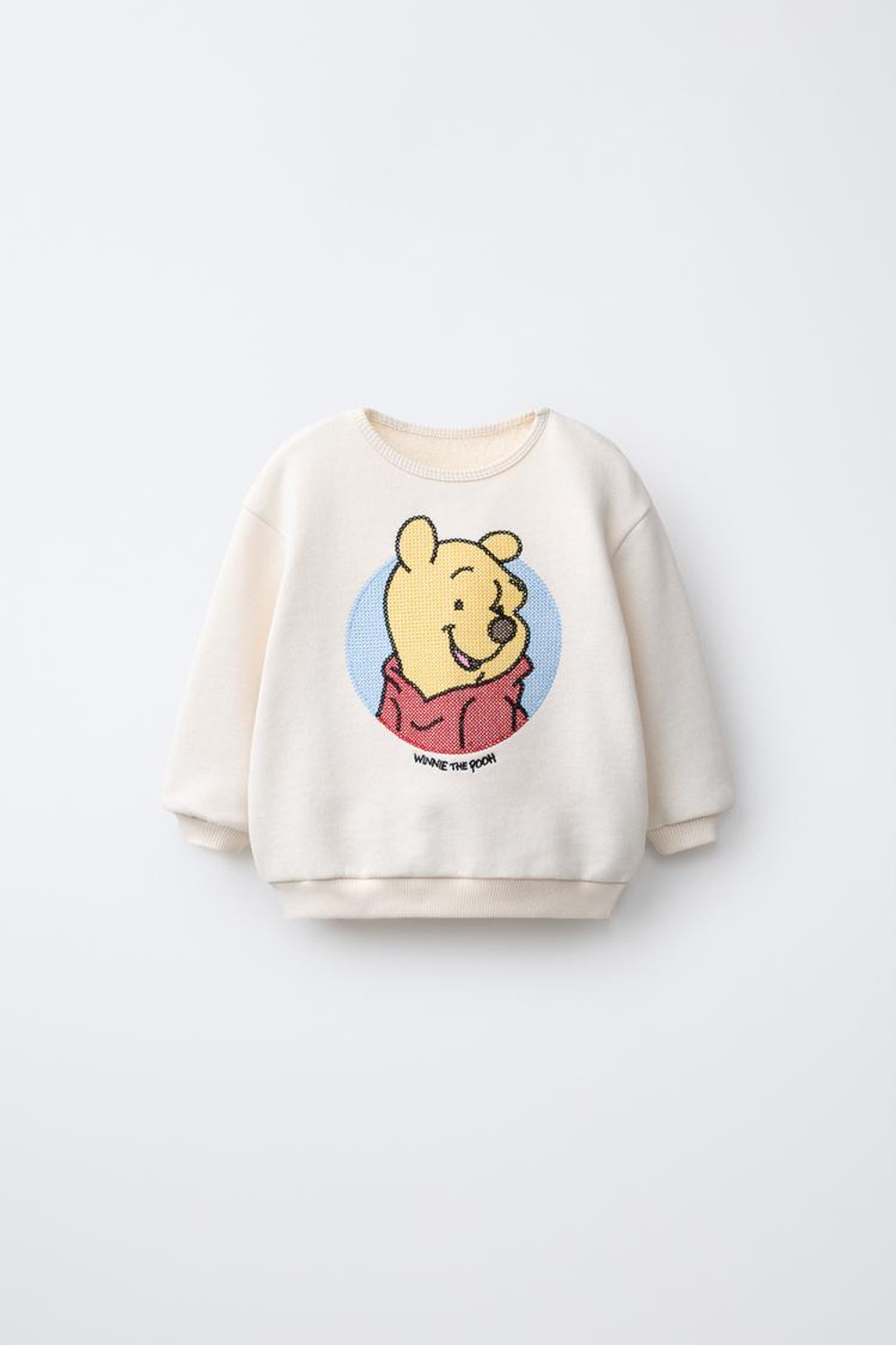 ZARA ТОЛСТОВКА С ВЫШИВКОЙ WINNIE THE POOH © DISNEY, СВЕТЛЫЙ ЭКРЮ