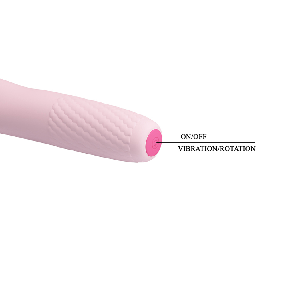 Нежно-розовый вибратор-ротатор 16см Pretty Love Classic Silicone Rechargeable Rotating Vibrator Burke BI-014584X-1