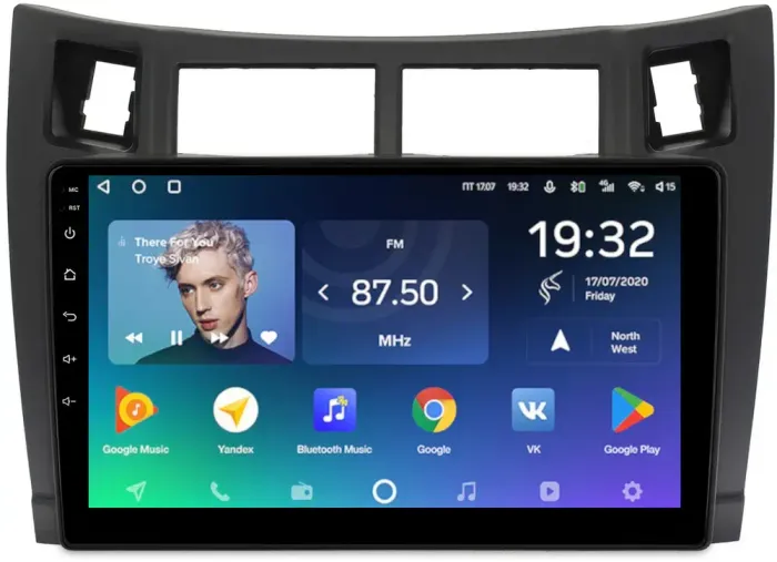 Магнитола для Toyota Vitz 2, Yaris 2 2005-2011 (рамка черная) - Teyes CC2 PLUS монитор 9" QLED, Android 10, Быстрая, SIM-слот